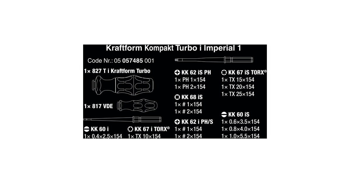 Wera Kraftform Kompakt Turbo i Imperial 1, Schraubendreher(rot/gelb, 16-teilig)