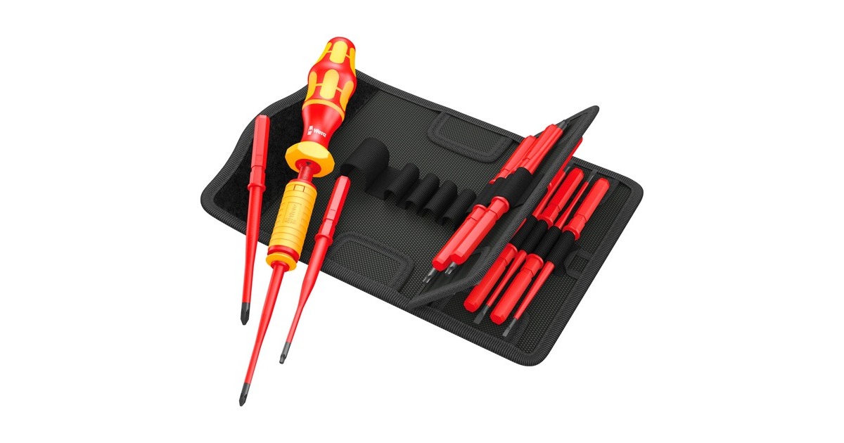 Wera Kraftform Kompakt VDE 15 Torque 1,2-3,0 Nm extra slim 1, Schraubendreher(rot/gelb, 15-teilig, Drehmoment-Schraubendreher-Satz)