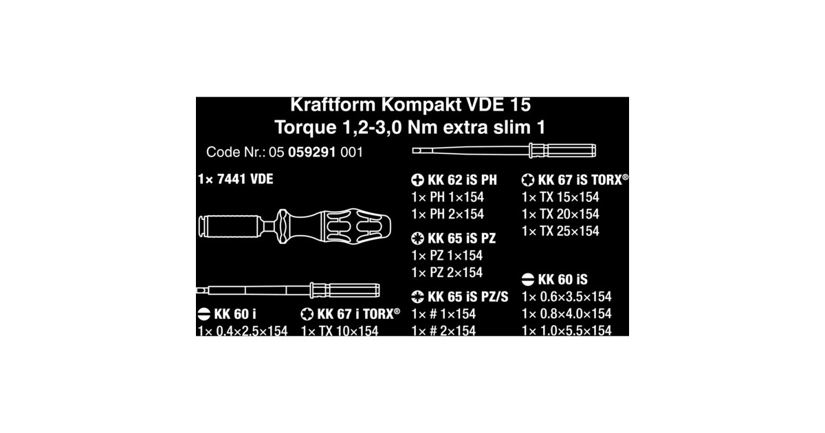 Wera Kraftform Kompakt VDE 15 Torque 1,2-3,0 Nm extra slim 1, Schraubendreher(rot/gelb, 15-teilig, Drehmoment-Schraubendreher-Satz)
