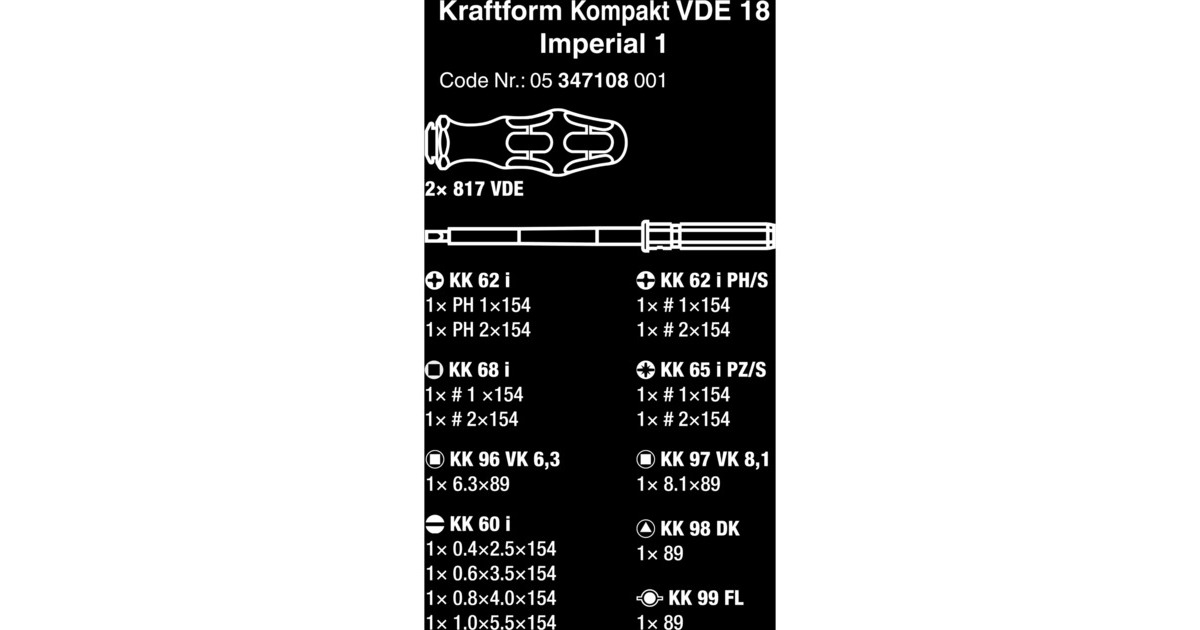 Wera Kraftform Kompakt VDE 18 Imperial 1, 18-teilig, Schraubendreher(rot/gelb, inkl. 2 Steckgriffe, VDE-Wechselklingen)