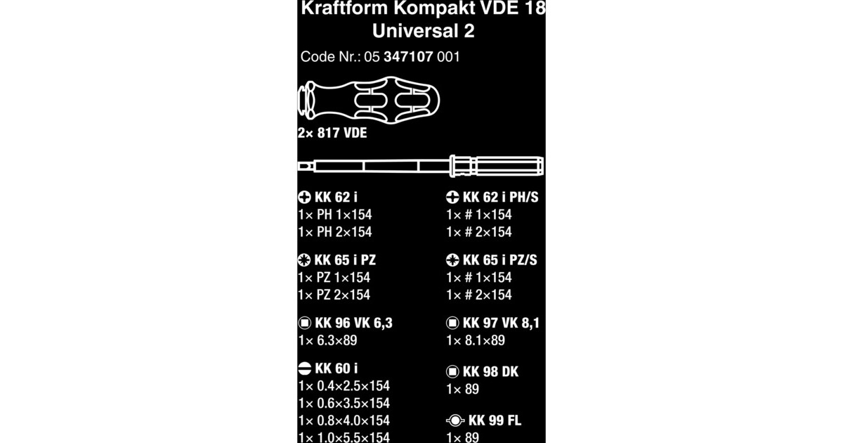 Wera Kraftform Kompakt VDE 18 Universal 2, 18-teilig, Schraubendreher(rot/gelb, inkl. 2 Steckgriffe, VDE-Wechselklingen)
