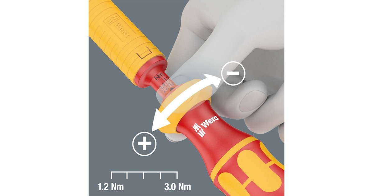 Wera Kraftform Kompakt VDE Torque Schraubendreher 1,2-3,0Nm(rot/gelb, 16-teilig, Drehmoment-Schraubendreher-Satz)