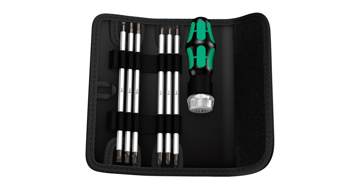 Wera Kraftform Kompakt Vario RA SB, Bit-Satz, 7-teilig(schwarz/grün, inkl. Steckgriff mit Ratschenfunktion)