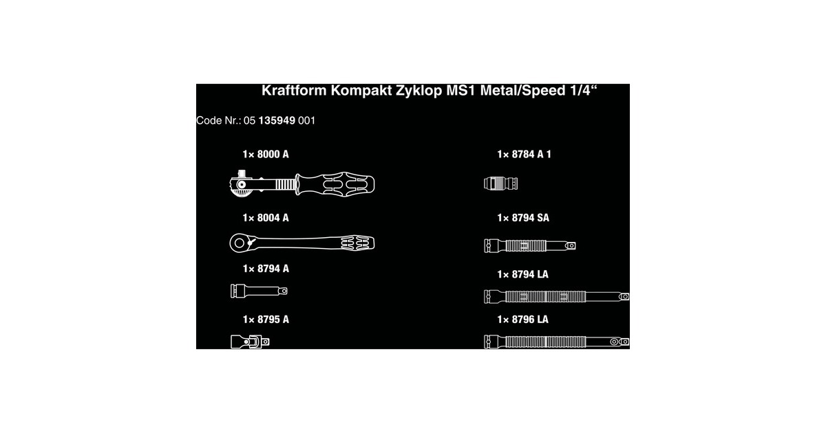 Wera Kraftform Kompakt Zyklop MS1 Metal-/Speed-Knarre, 1/4