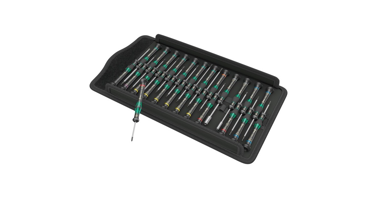 Wera Kraftform Micro Big Pack 1 Elektroniker-Schraubendrehersatz(schwarz/grün, 25-teilig)