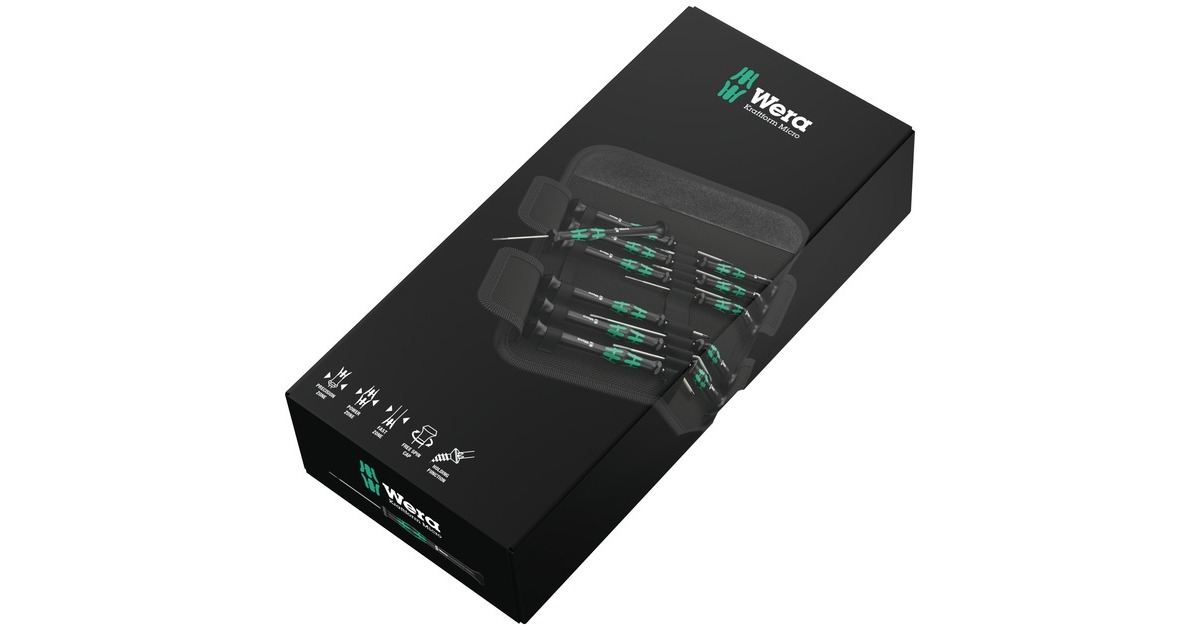 Wera Kraftform Micro-Set/12 SB 1, Schraubendreher(schwarz/grün, Elektroniker-Schraubendrehersatz)