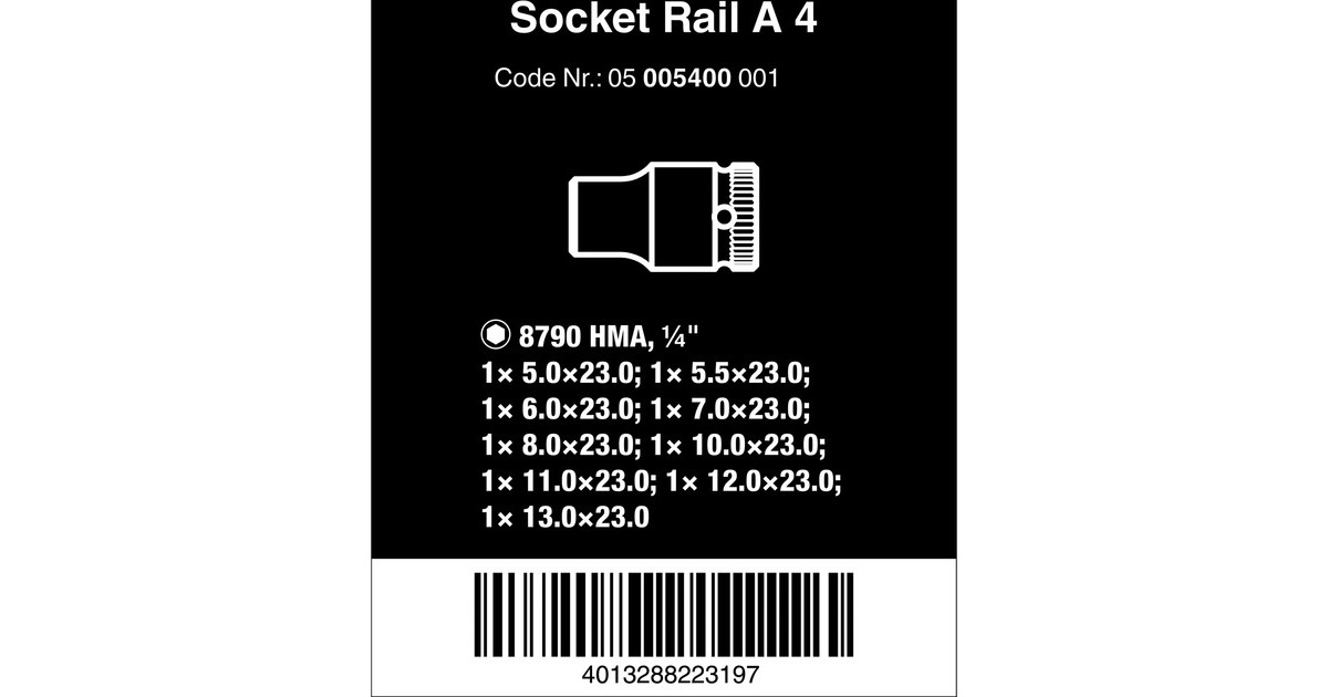 Wera Nuss-Magnetleiste A 4 Zyklop Steckschlüsseleinsatz-Satz 1/4