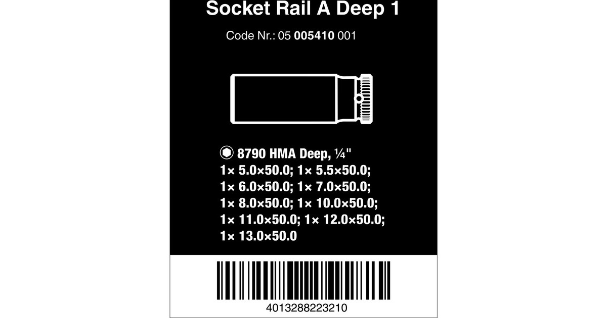 Wera Nuss-Magnetleiste A Deep 1 Steckschlüsseleinsatz-Satz 1/4