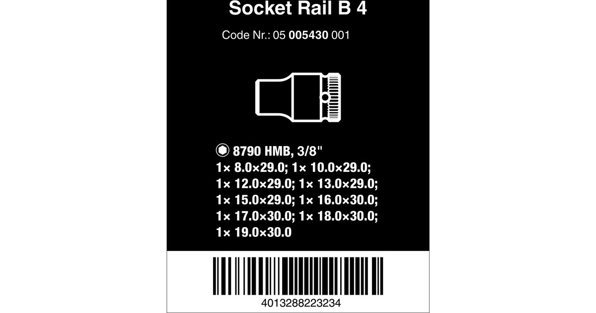 Wera Nuss-Magnetleiste B 4 Zyklop Steckschlüsseleinsatz-Satz 3/8
