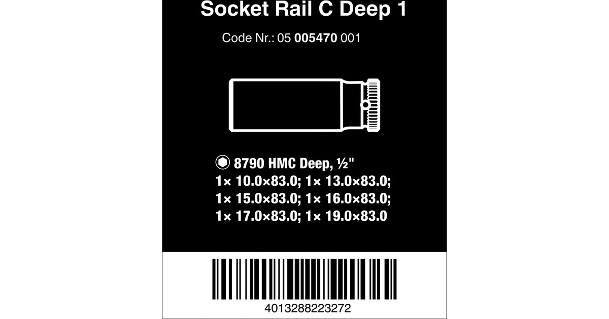 Wera Nuss-Magnetleiste C Deep 1 Steckschlüsseleinsatz-Satz 1/2