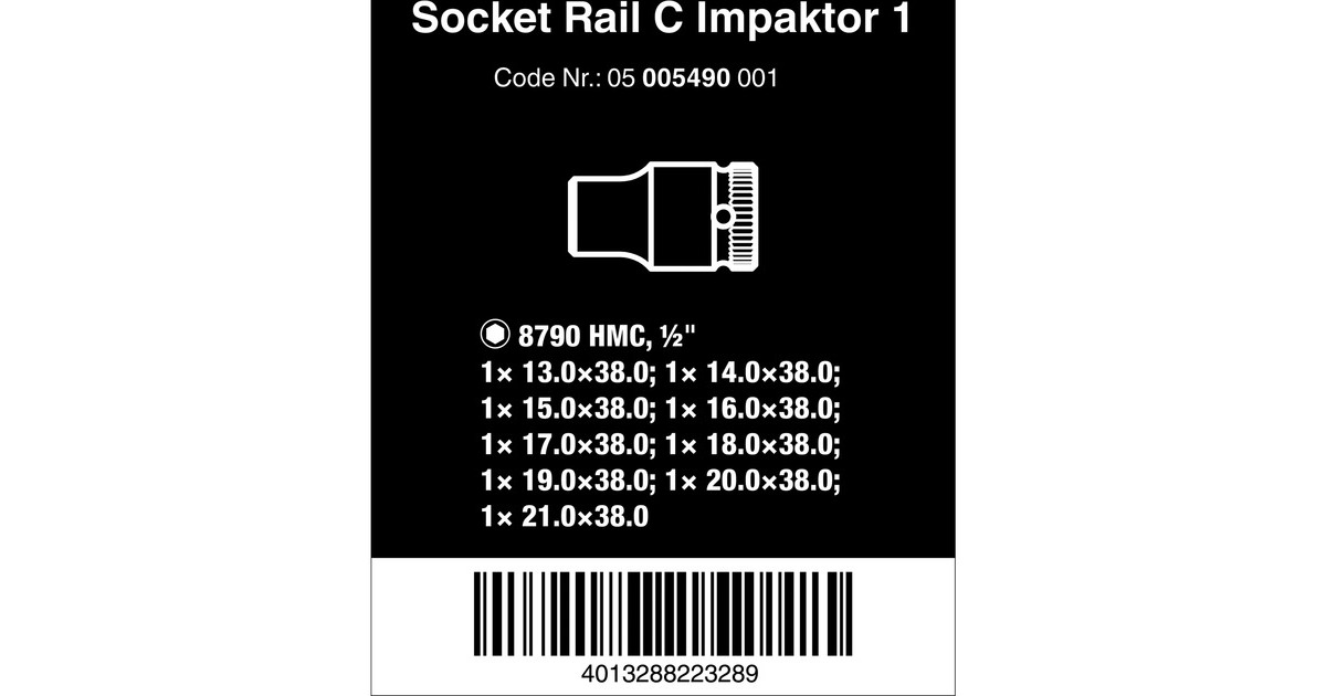 Wera Nuss-Magnetleiste C Impaktor 1 Steckschlüsseleinsatz-Satz 1/2