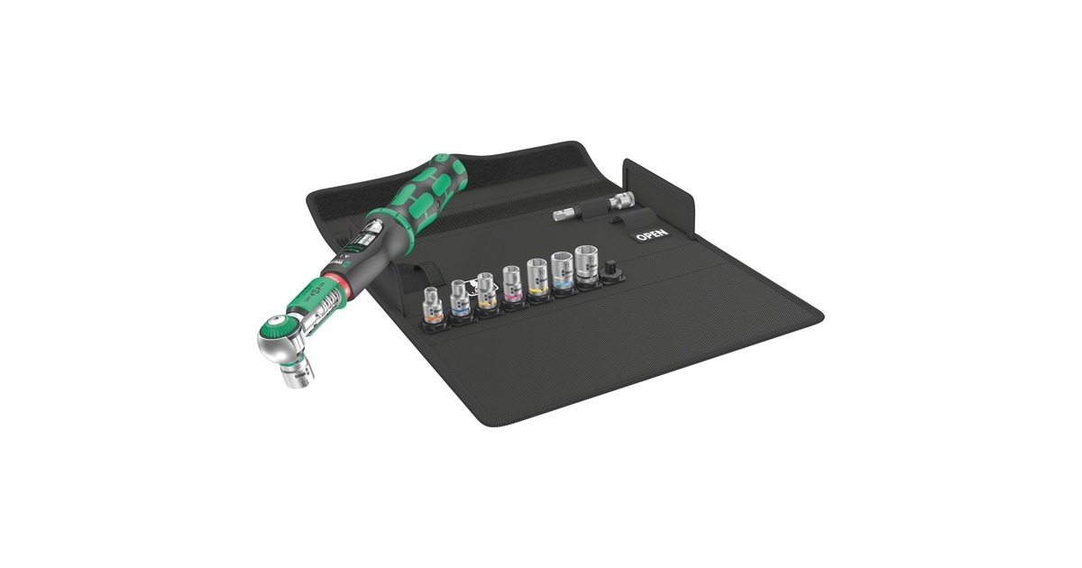 Wera Safe-Torque A1 Set 1, 10‑teilig, Drehmomentschlüssel(schwarz/grün, 1/4" Vierkant, 2-12 Nm) Wera Safe-Torque A1 Set 1, 10‑teilig, Drehmomentschlüssel(schwarz/grün, 1/4" Vierkant, 2-12 Nm)
