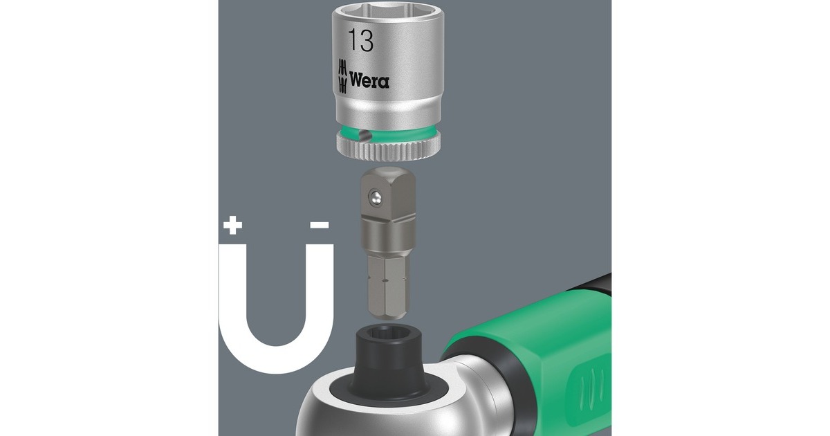 Wera Safe-Torque A2 Set 1, 23‑teilig, Drehmomentschlüssel(schwarz/grün, 1/4