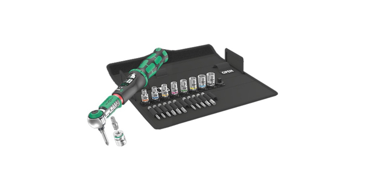 Wera Safe-Torque A2 Set 1, 23‑teilig, Drehmomentschlüssel(schwarz/grün, 1/4