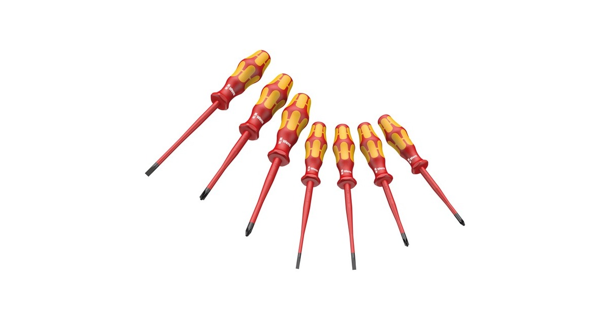 Wera Schraubendreher Satz 160 iSS/7, VDE(rot/gelb, Reduzierter Klingen- u. Griffdurchmesser)