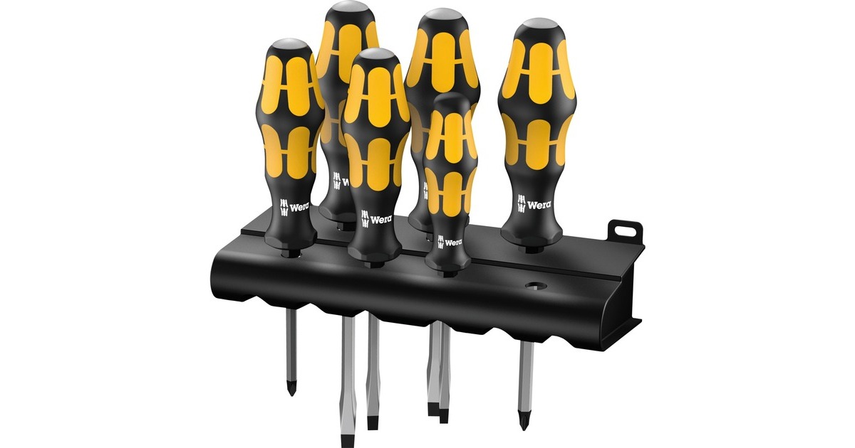 Wera Schraubendreher Satz 932/6(schwarz/gelb, Kraftform-Griff, Schlagkappe)