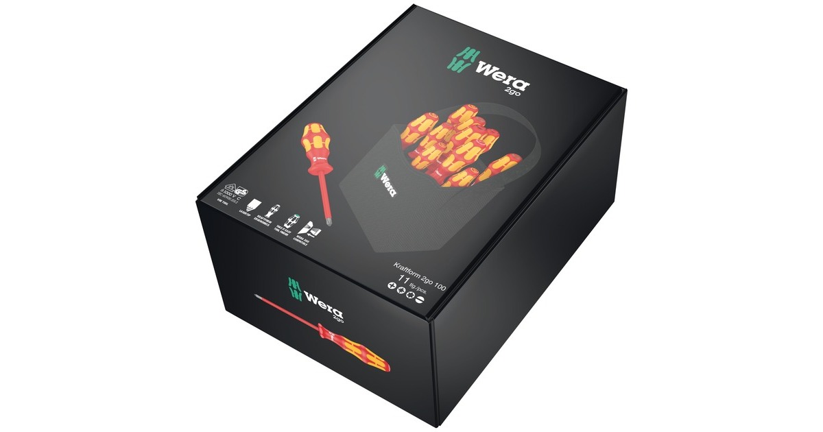 Wera Schraubendreher-Satz Kraftform 2go 100 VDE(rot/gelb, 11-teilig, im Köcher Wera 2go 4)