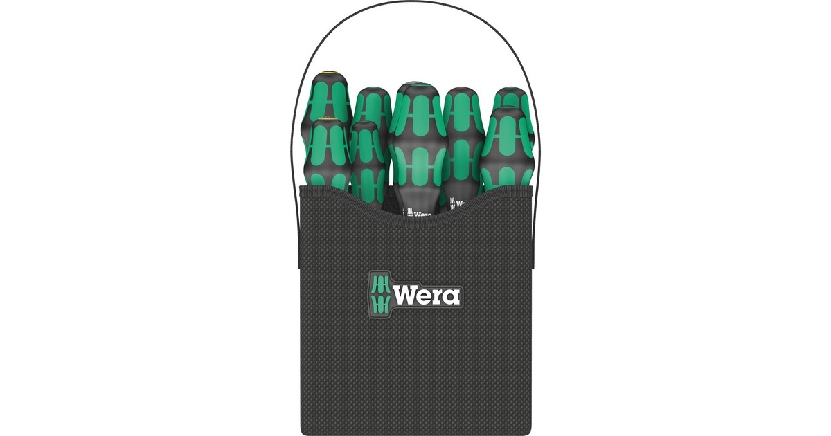 Wera Schraubendreher-Satz Kraftform 2go 300(schwarz/grün, 11-teilig, im Köcher Wera 2go 4)