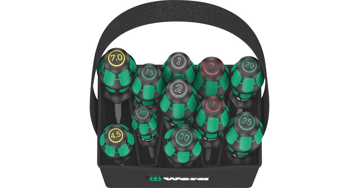 Wera Schraubendreher-Satz Kraftform 2go 300(schwarz/grün, 11-teilig, im Köcher Wera 2go 4)