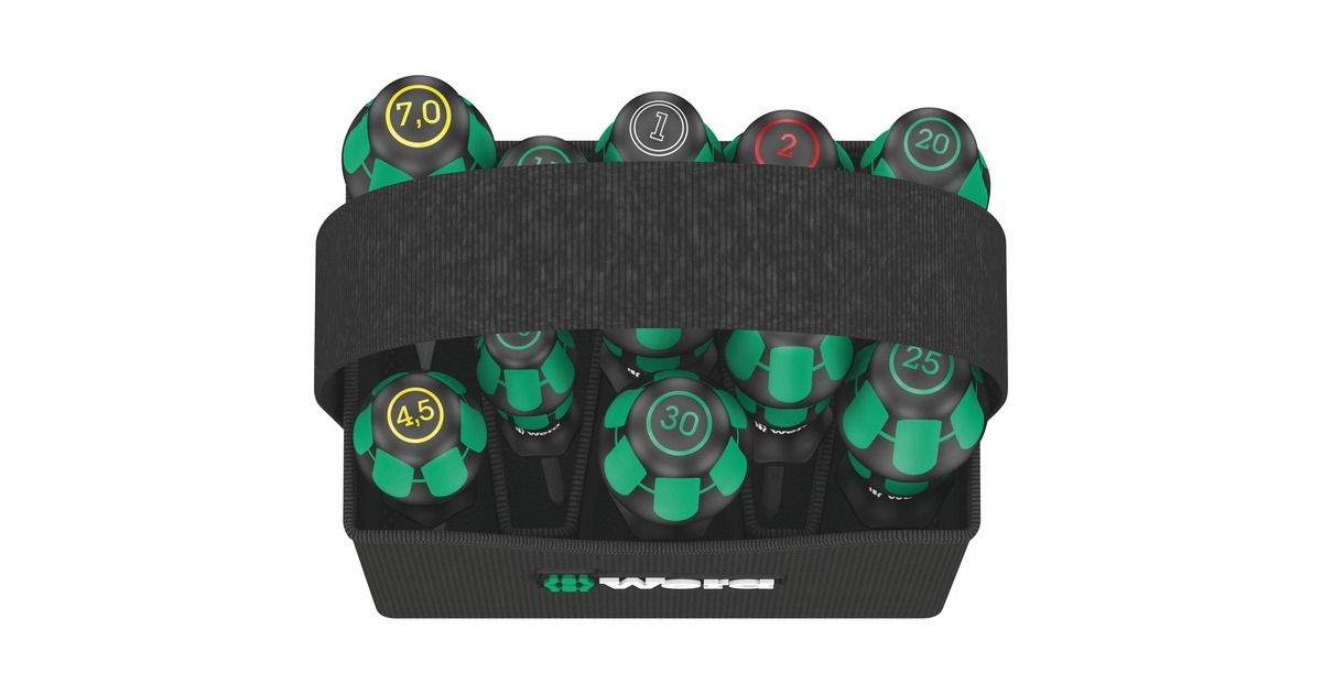 Wera Schraubendreher-Satz Kraftform 2go 300(schwarz/grün, 11-teilig, im Köcher Wera 2go 4)