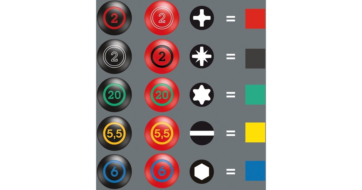 Wera Schraubendreher-Satz Kraftform/7 Heavy Metal 1(rot/gelb, 7-teilig, mit Lasertip)