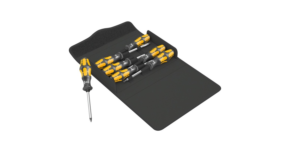 Wera Schraubendreher-Satz Kraftform Plus 900/7 Set 1(schwarz/gelb, 7-teilig, Schlagkappe, Black Point Spitze)