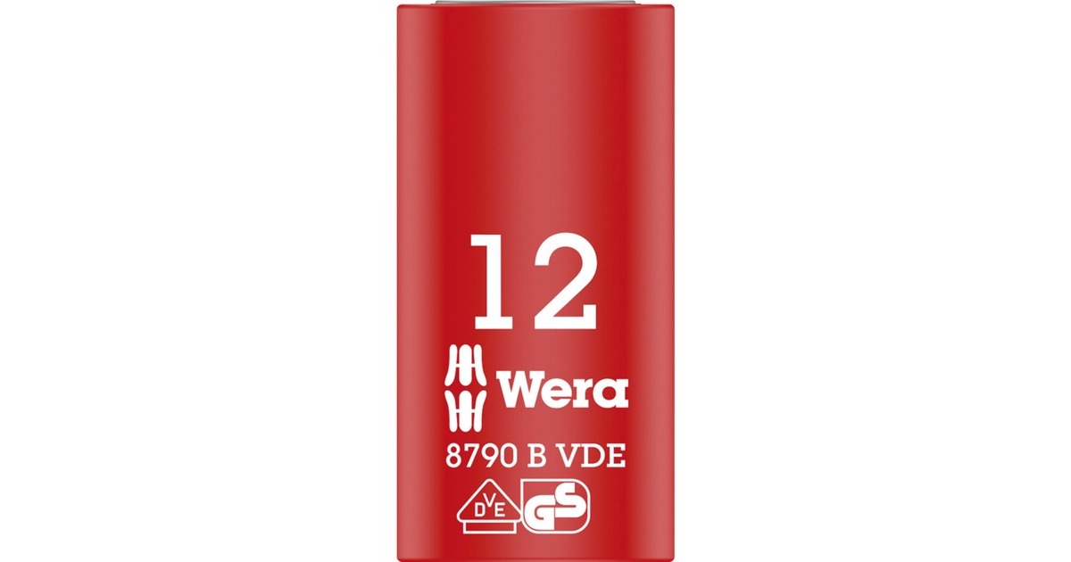 Wera VDE Zyklop-Steckschlüssel-Einsatz, 12mm, 3/8"(rot/gelb, isoliert bis 1.000 Volt)