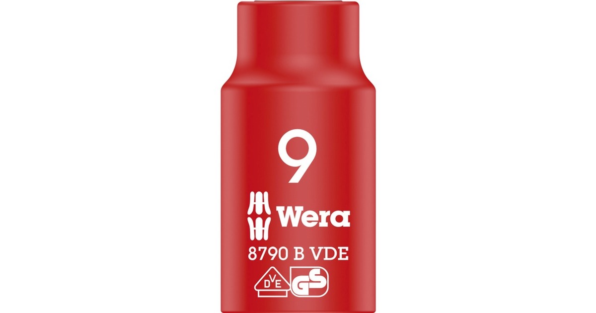 Wera VDE Zyklop-Steckschlüssel-Einsatz, 9mm, 3/8"(rot/gelb, isoliert bis 1.000 Volt)