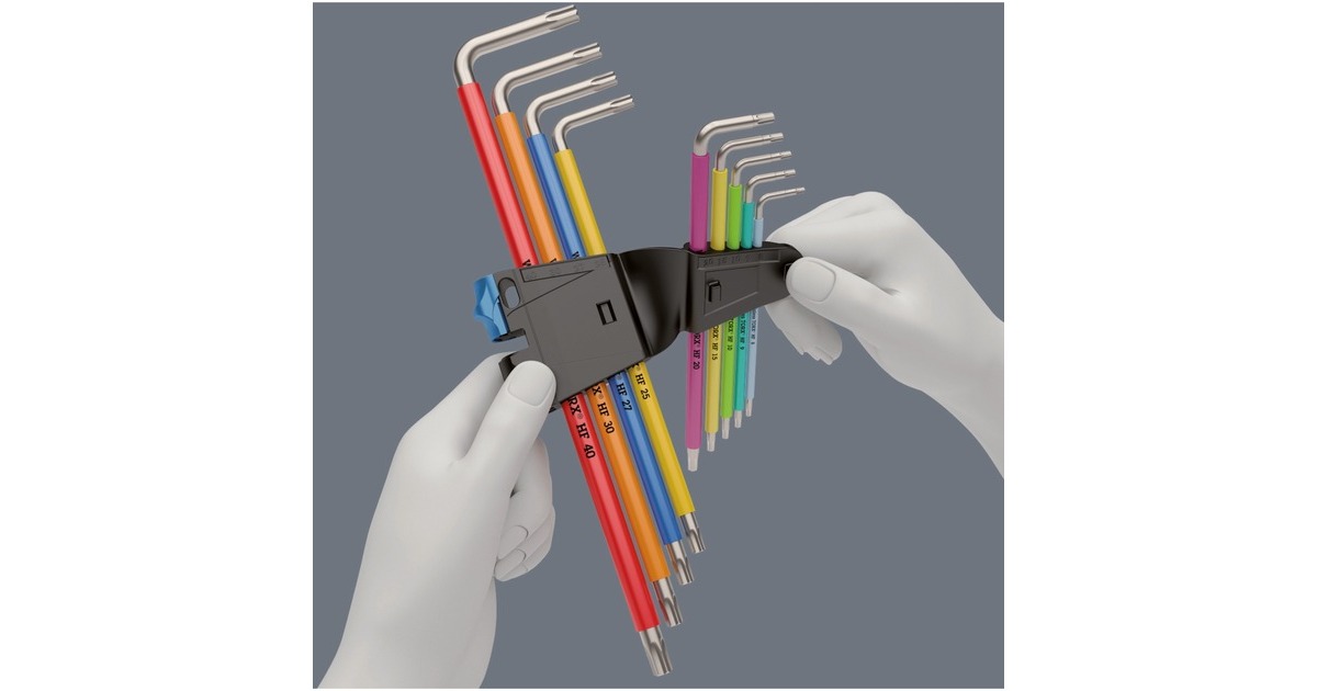 Wera Winkelschlüsselsatz 3967/9 TX SXL Multicolour HF Stainless 1, Schraubendreher(Edelstahl, mit Halteclip)