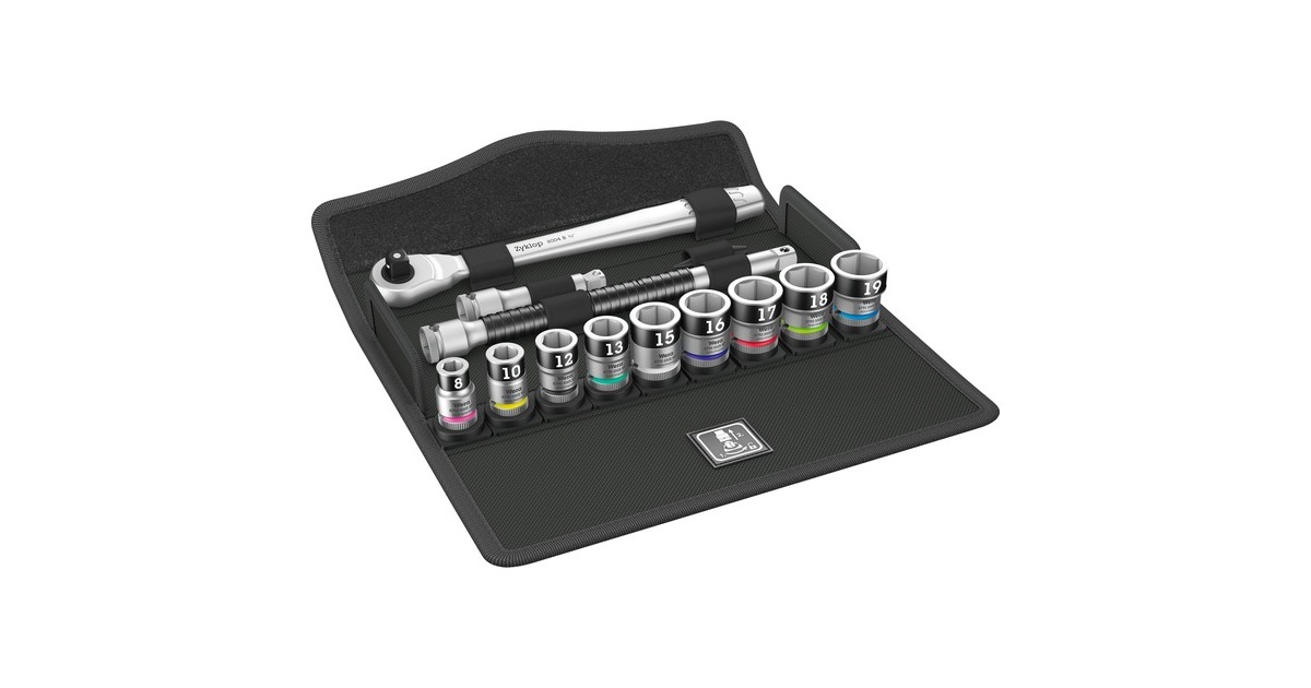 Wera Zyklop Metal-Knarrensatz 8100 SB HF1, 3/8", 13-teilig, Werkzeug-Set(schwarz/silber, mit Umschaltknarre, mit Haltefunktion)