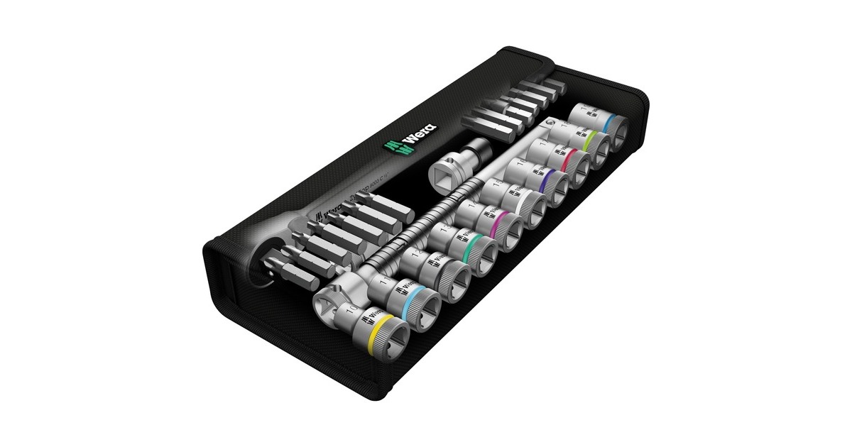 Wera Zyklop Metal-Knarrensatz 8100 SC 7, Werkzeug-Set(Knarre mit Durchsteckvierkant, 1/2