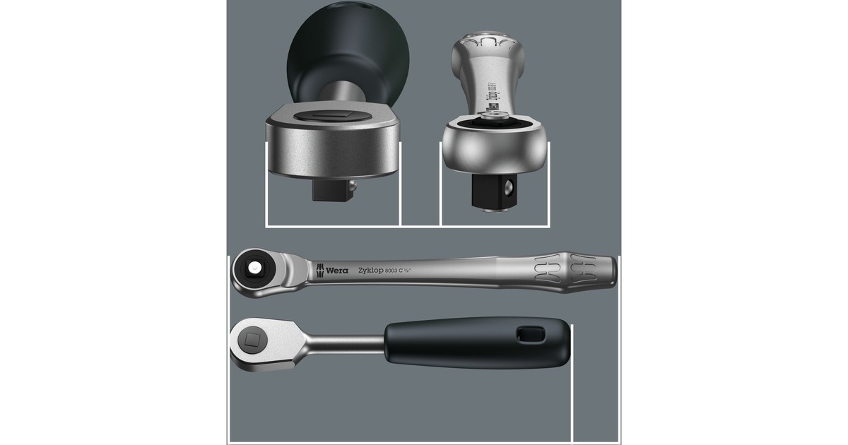 Wera Zyklop Metal-Knarrensatz 8100 SC 7, Werkzeug-Set(Knarre mit Durchsteckvierkant, 1/2