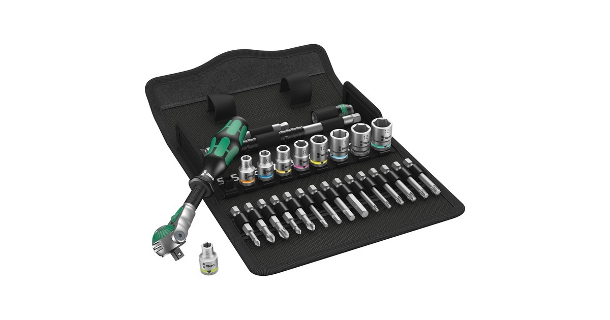 Wera Zyklop Speed-Knarrensatz 8100 SA 6, Werkzeug-Set(Speed-Knarre mit schwenkbarem Kopf, 1/4")