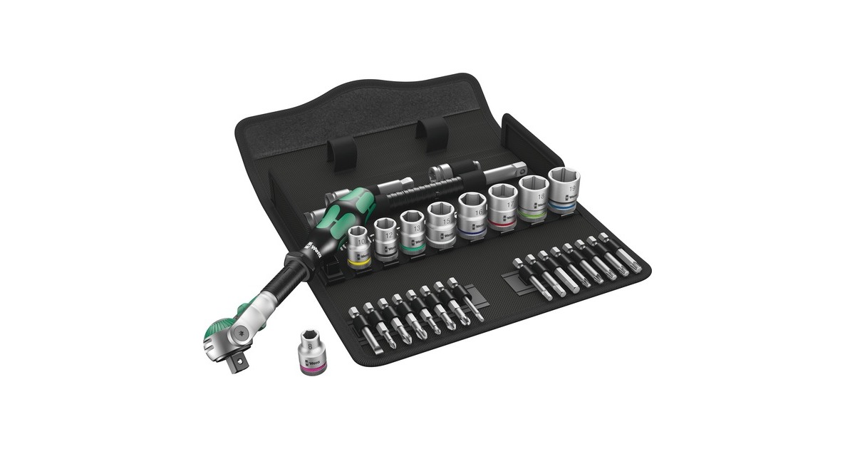 Wera Zyklop Speed-Knarrensatz 8100 SB 6, 3/8", 29-teilig, Werkzeug-Set(Speed-Knarre mit schwenkbarem Kopf)