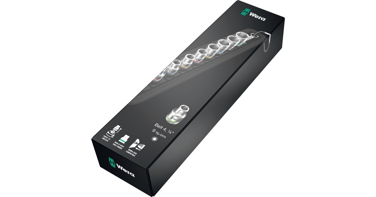 Wera Zyklop Steckschlüssel.-Satz Belt A4, 9-teilig(schwarz/silber, 1/4