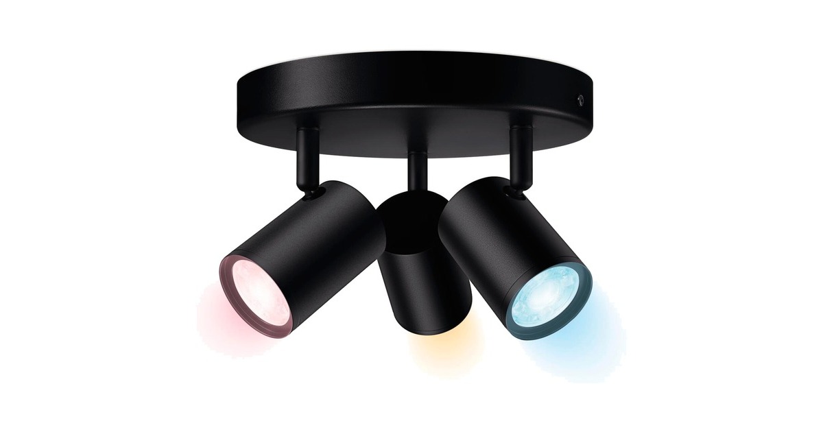 WiZ Bundle IMAGEO 3x einstellbarer Spot runde Platte + Bewegungssensor, LED-Leuchte(schwarz)