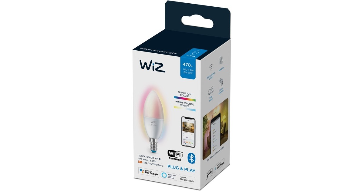WiZ Colors LED-Kerze C37 E14, LED-Lampe(ersetzt 40 Watt)