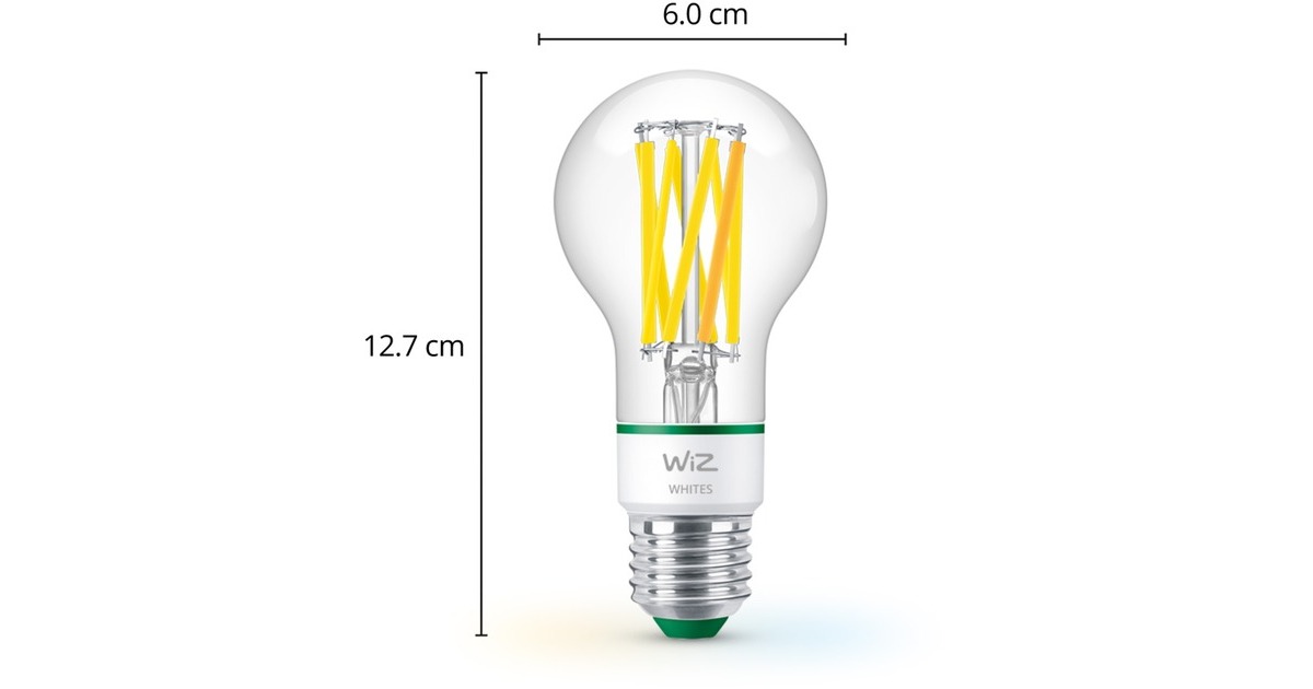 WiZ Filament LED-Lampe A60 60W E27(ersetzt 60 Watt, ultra-effizient)