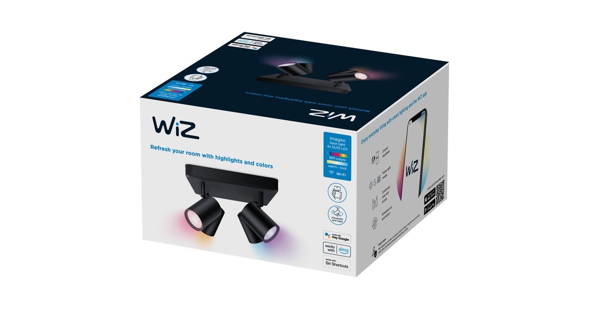 WiZ IMAGEO 4x einstellbarer Spot quadratische Platte, LED-Leuchte(schwarz)