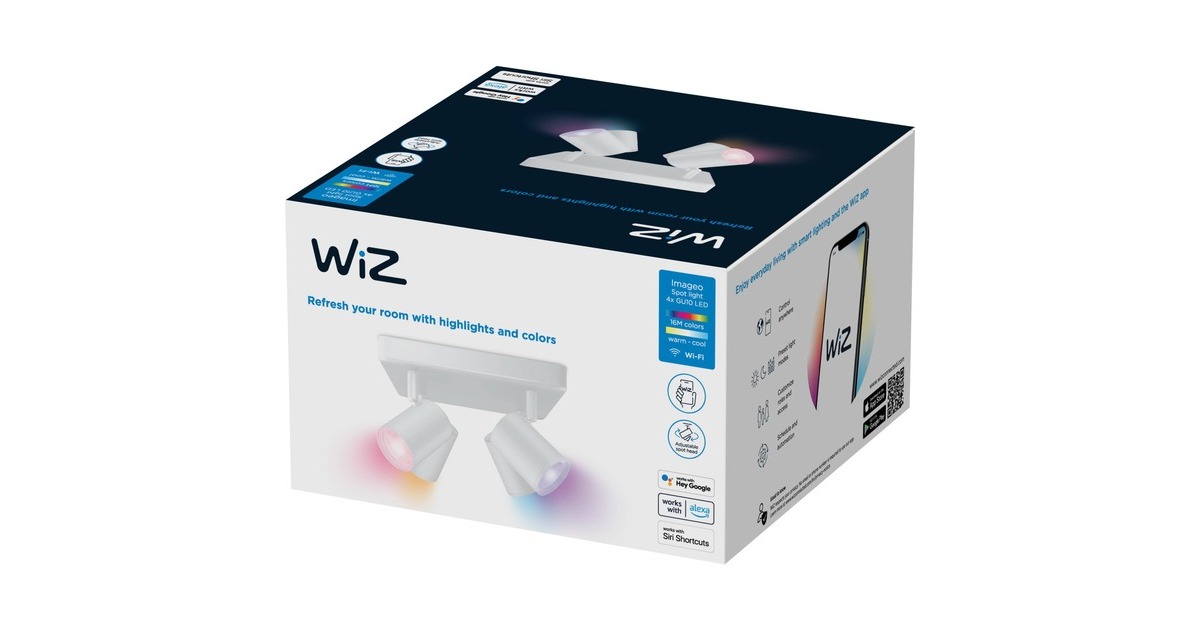 WiZ IMAGEO 4x einstellbarer Spot quadratische Platte, LED-Leuchte(weiß)