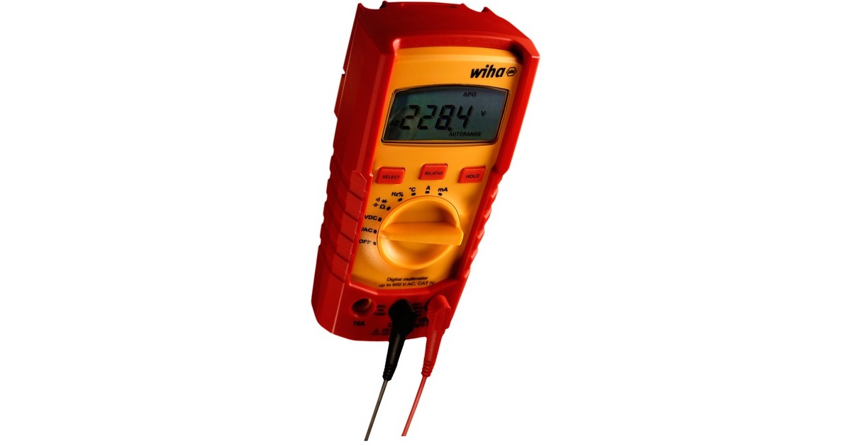 Wiha Digitales Multimeter 45215, bis 1.000 V AC, CAT IV, Messgerät(rot/gelb)