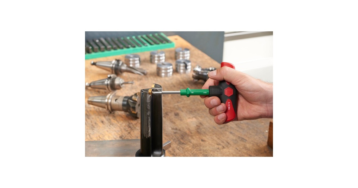 Wiha Drehmoment-Schraubendreher mit Quergriff Set TorqueVario-S T(schwarz/rot, 12-teilig, 5 bis 14 Nm)