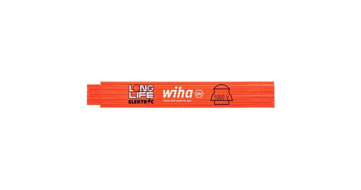 Wiha Elektriker-Gliedermaßstab Longlife, 2 Meter, Messlatte(orange)