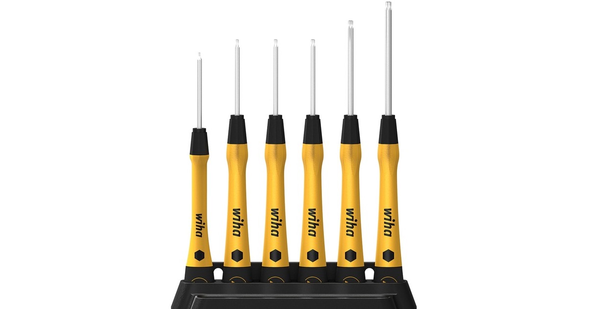 Wiha Feinschraubendreher-Set PicoFinish ESD(gelb/schwarz, 6-teilig, inkl. Halter)