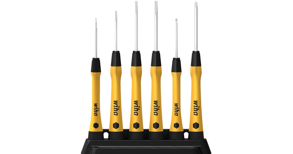 Wiha Feinschraubendreher-Set PicoFinish ESD(gelb/schwarz, 6-teilig, inkl. Halter)