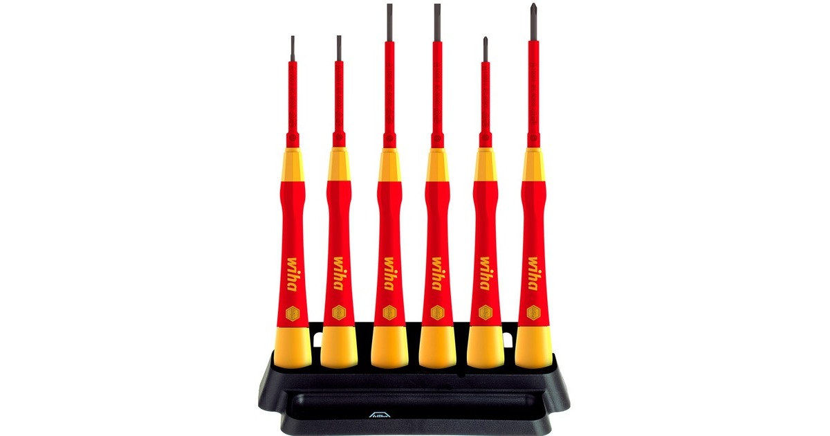Wiha Feinschraubendreher-Set PicoFinish electric(rot/gelb, 7-teilig, inkl. Halter)
