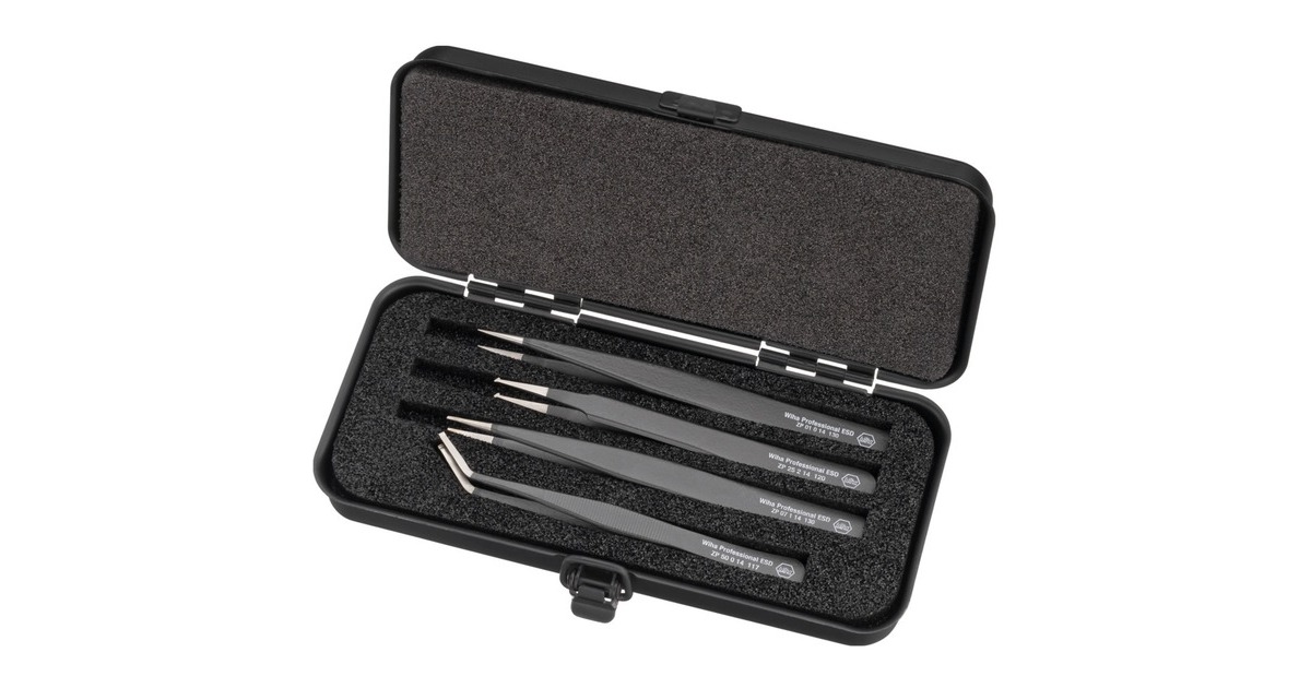 Wiha SMD-Pinzetten-Set Professional ESD, Greifzange(schwarz)