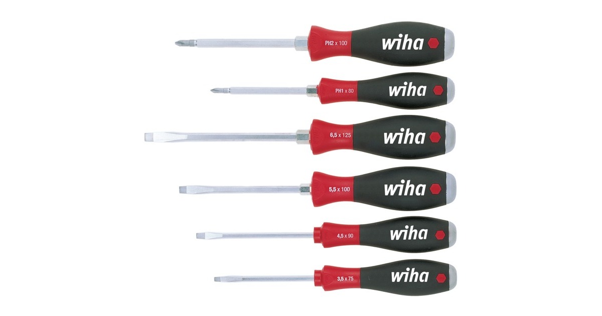 Wiha Schraubendreher-Set SoftFinish, 6-teilig(schwarz/rot)