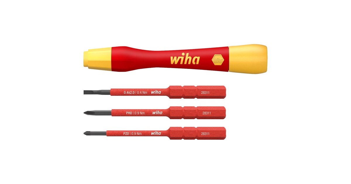 Wiha Schraubendreher mit Bithalter-Set PicoFinish electric slimVario(rot/gelb, 4-teilig, mit slimBits)