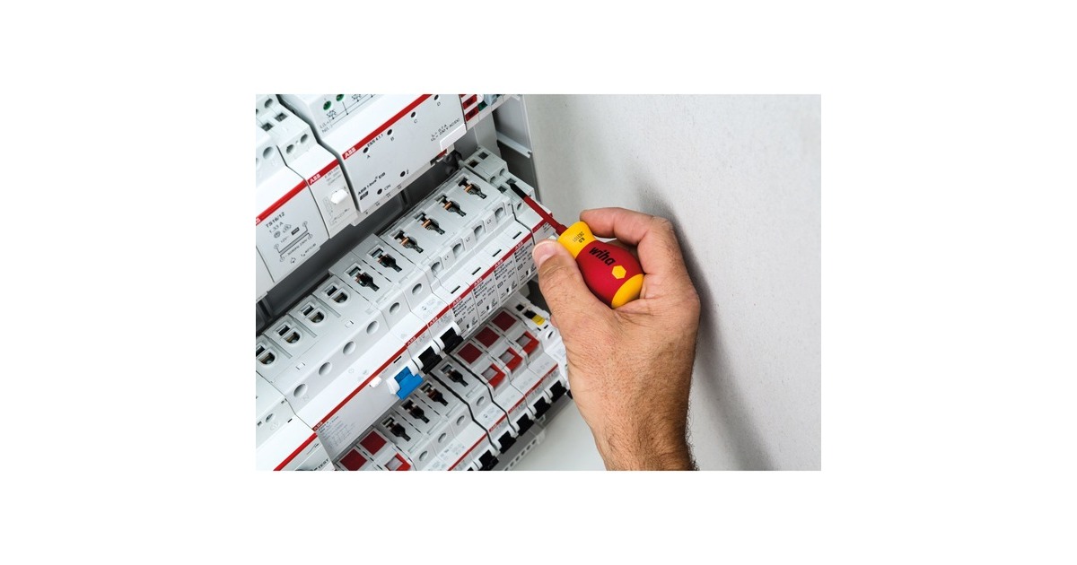 Wiha Schraubendreher mit Bithalter-Set SoftFinish electric slimVario, 4-teilig(rot/gelb, Stubby mit slimBits)